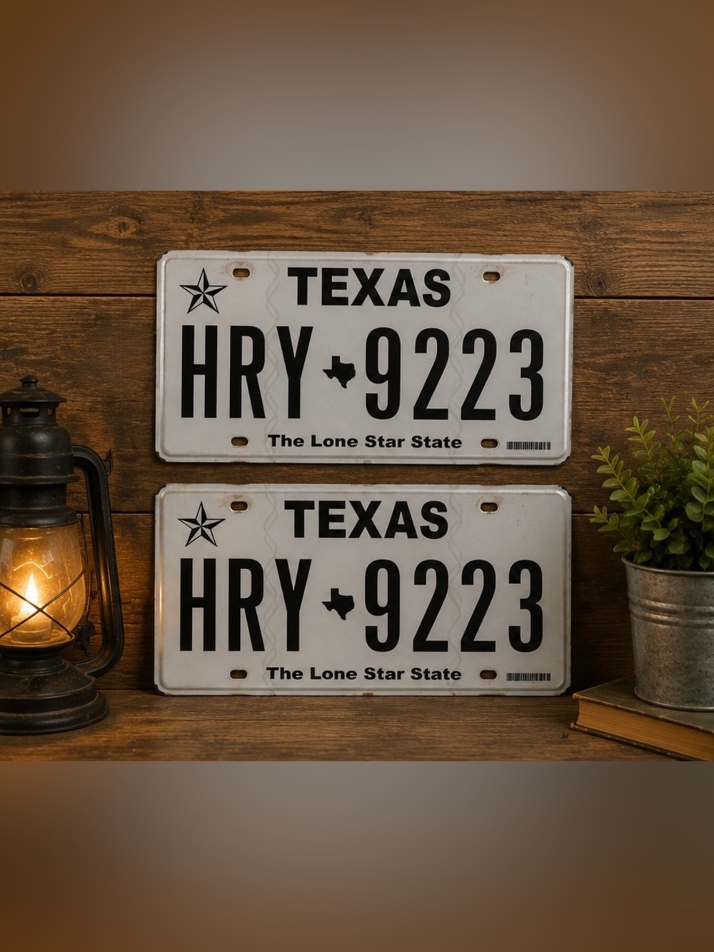Texas License Plate Matching Pair Authentic Lone Star State Metal Wall Decor
